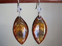 Little Brown Variagated Leaf Eggshell Earrings Pysanky By So Jeo : pysanky pysanka ukrainian easter egg batik art eggshell jewelry pendants earrings drop dangle etched flowers gift women accessories accessory pendant necklace bail crystal finding sterling silver filled sojeo flowers celtic purple white red pink brown green purple orange cream burgundy magenta teal turqoise crows crow blue black so jeo art handmade
